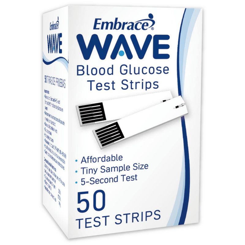 Embrace WAVE Blood Glucose Test Strips, Box of 50, 5 of 6