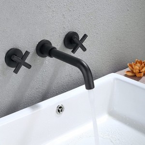 PAGED Bathroom Faucets Wall-Mounted Bathroom Sink Faucet with Classical Cross Design Handles, Faucet for Bathroom Sink - 1 of 4