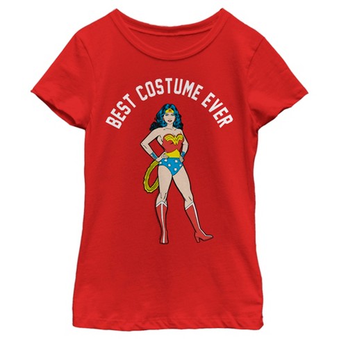 Girl's Wonder Woman Best Costume Ever T-shirt - Red - X Small : Target