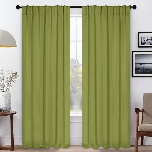 Classic Modern Solid Room Darkening Semi-blackout Curtains, Back Tabs ...