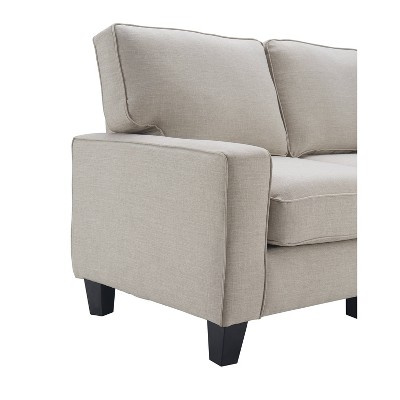 Light Gray Linen Track Arm Sofa with Removable Cushions
