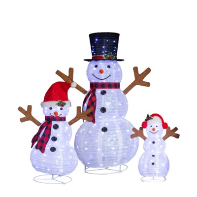 SEVOBAL Set of 3 Snowman Family Christmas Yard Decorations Snowman for Xmas Outdoor Holiday Indoor Decor Holiday Displays, White, 78.7"*23.6"*47.2"