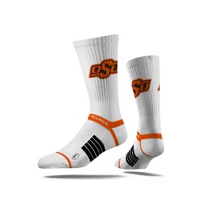 NCAA Oklahoma State Cowboys Premium Knit Crew Socks - White: Cozy Lined Ankle Style - 1 of 2