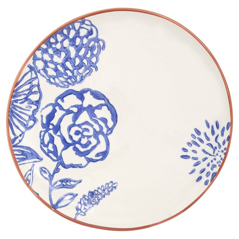 Baum Bros. 16pc Stoneware Blossom Dinnerware Set Blue, 2 of 8