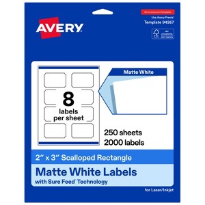 Avery® Matte White Scalloped Rectangle Labels, Sure Feed® Technology, 2 ...