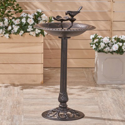 VisioGear Bird Baths, 34'' Bird Bath Outdoor Decor with Base, Outdoor Bird Baths with Large Space, Broqn, 18"*18"*34.25"