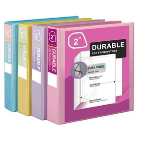 Itopfox Durable 3 Ring Binder, Economy 4 Pack, Holds 540 Sheets, D-Ring Presentation View Binders for Office, School, Home (Pastel Assortment) - 1 of 4