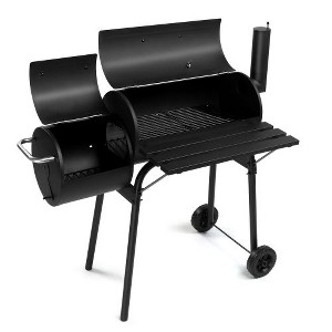 Karl Home 36.6 in. Barrel Charcoal Grill With Offset Smoker - 1 of 4