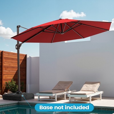Crestlive Products 11FT Patio Cantilever Umbrella Round with 360°Rotation 6 Heights Adjustable Outdoor Offset Umbrella