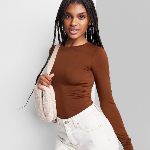 Women's Long Sleeve Seamless Shirt - Wild Fable™ Brown S : Target