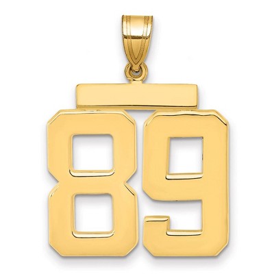 Black Bow Jewelry 14k Yellow Gold, Athletic Collection, Large Polished Number 89 Pendant