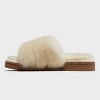 dluxe by dearfoams Women's Shearling One Band Slide Slippers - Cream - image 2 of 4