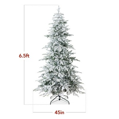 6ft Pre-Lit Flocked Aspen Noble Fir Christmas Tree with LED Lights