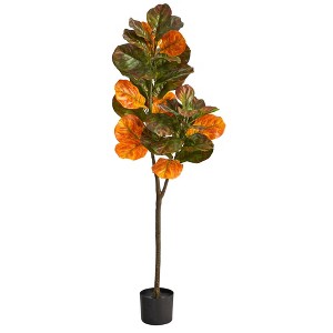 Nearly Natural 4.5-ft Autumn Fiddle Leaf Artificial Fall Tree - 1 of 4