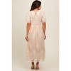 Pinkblush Cream Embroidered Smocked Maternity Midi Dress - 2 of 4