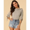 Allegra K Women's Vintage 3/4 Sleeve Boat Neck Ruffled Dots Print Blouse - 3 of 4