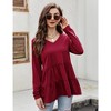 Womens Tops Long Sleeve Gatherting Hemline V Neck Tops Womens T Shirts for Spring - 3 of 4