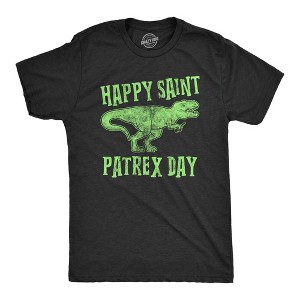 Mens Happy Saint Patrex Day T shirt Funny T-Rex Dinosaur St Patricks Day Graphic - Crazy Dog Men's T Shirt - 1 of 4