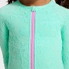 Toddler Girls' Long Sleeve One Piece Jacquard Floral Rash Guard Swimsuit - Cat & Jack™ Bright Aqua - 3 of 3