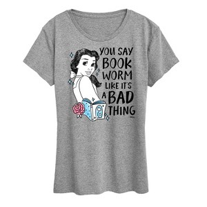 Women's - Disney - Belle Bookworm Isn't Bad Short Sleeve Graphic T-Shirt - 1 of 4