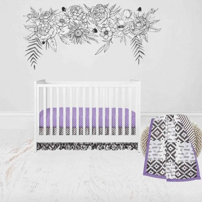 Bacati - Love Aztec Design/Print Gray Lilac 3 pc Crib Bedding Set