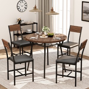34' Round Dining Table Set with 34.5"H Dining Chair for 4 Person - 1 of 4