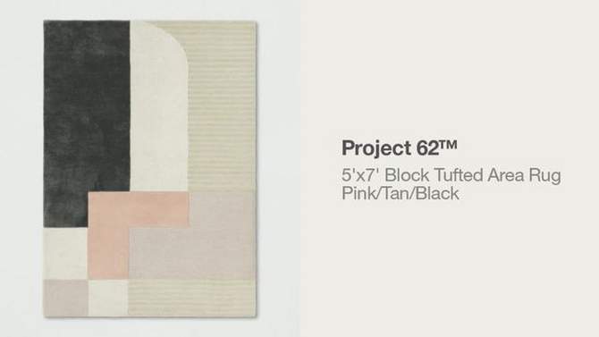 5&#39;x7&#39; Block Tufted Area Rug Pink/Tan/Black - Project 62&#8482;, 2 of 5, play video
