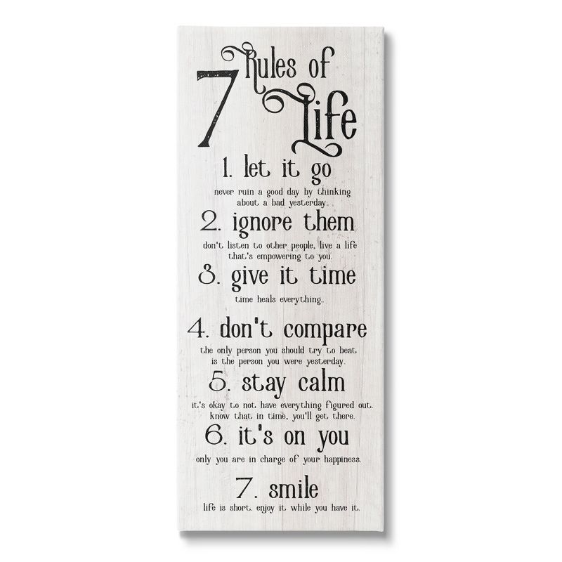 Stupell Industries Rules Of Life Motivating List Gallery Wrapped Canvas Wall Art, 1 of 5