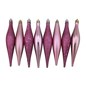 Northlight 8ct Shatterproof 4-Finish Christmas Finial Drop Ornament Set 6" - Pink - 1 of 1