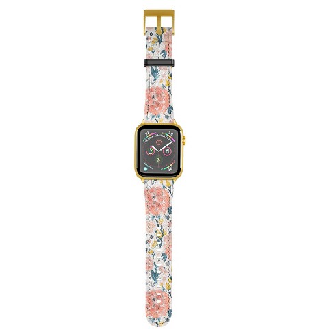 Silicone Apple Watch Band - Floral Engraved Coral