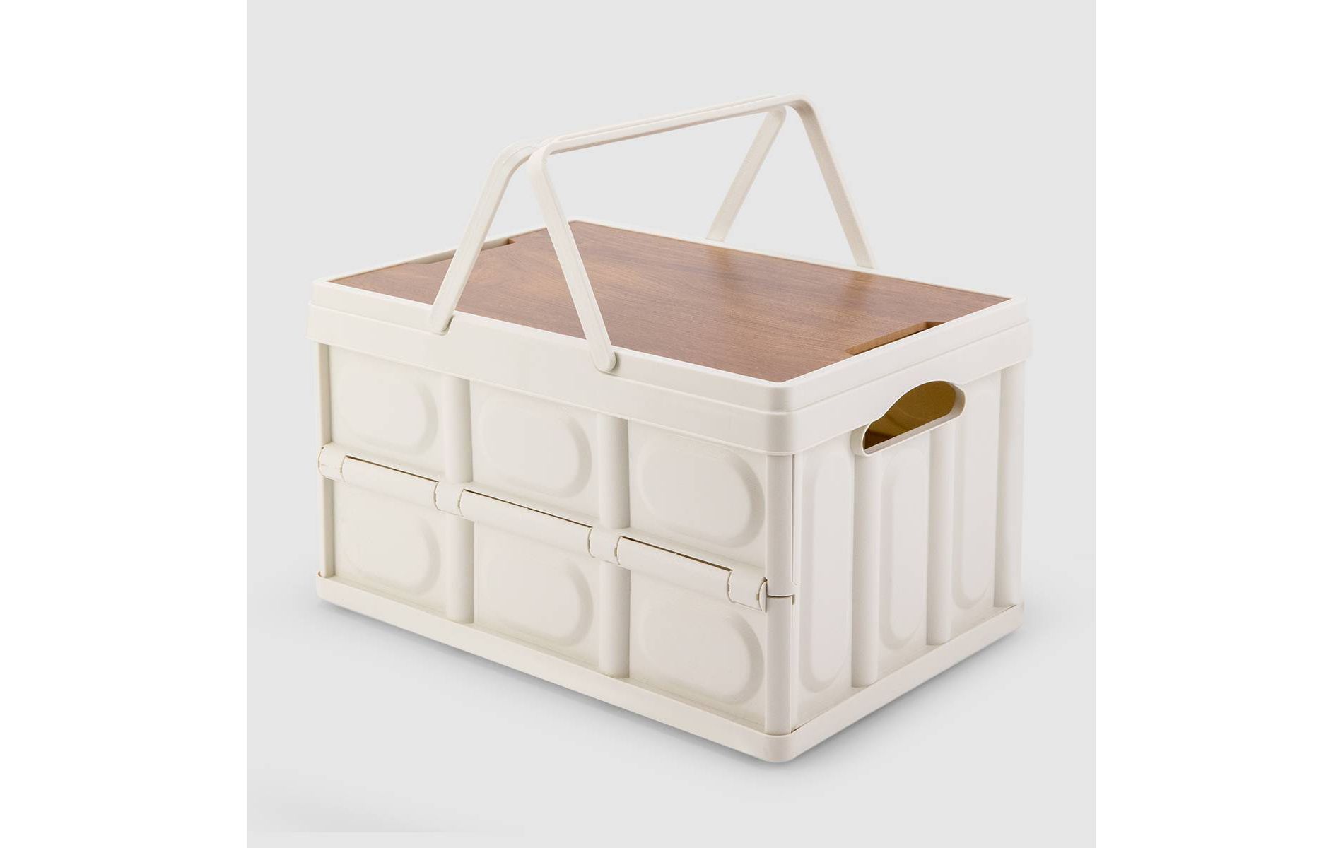 VUSIGN 14.4''X11.6'' Wooden Lid Storage Large Light Beige