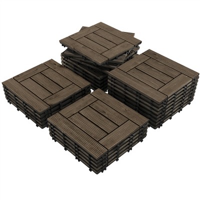 Yaheetech 27pcs Fir Wooden Floor Tiles Decking for Patio Garden