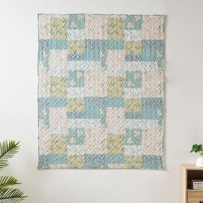 Evangeline Mist Cotton Patchwork Quilted Throw Blanket 50" x 60"