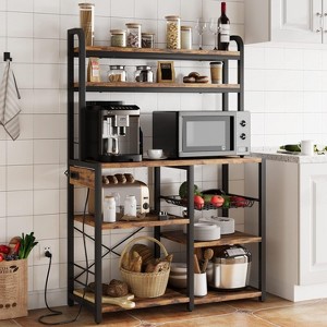 6-Tier Bakers Rack with Storage Cabinet & Built-In Power Outlets – Microwave Stand & Kitchen Organizer for Kitchen and Dining Room - 1 of 4