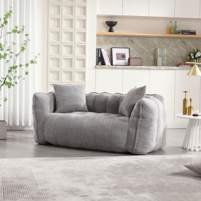 NicBex Chenille Bean Bag Chair with Handle Design and Armrests,Lazy Sofa Chair with High-Rebound Foam Core,Lounge Chair for Living Room