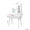 SKRAN Vanity Desk with Mirror, Makeup Vanity Mirror, Dressing Table with  Drawers - White Particle Board+MDF, 35.43"L x 15.75"W x 61.02"H for Bedroom - 3 of 4