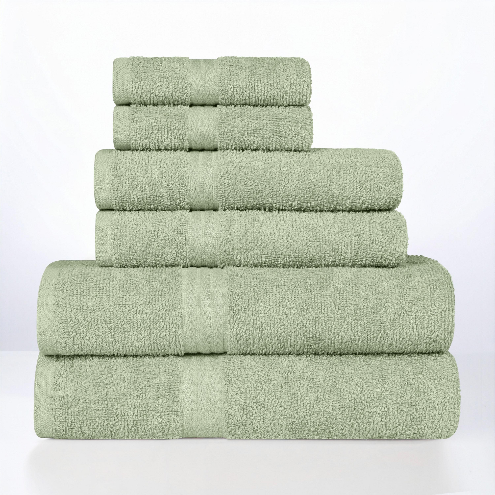 Quick-Dry 6-Piece 100% Cotton Towel Set, Sage - Blue Nile Mills