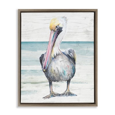 Stupell Industries Pelican Bird Standing on Beach, 17" x 21"