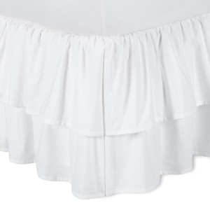 White Double Ruffle Bed Skirt (California King) - Simply Shabby Chic