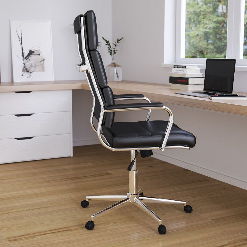 Merrick Lane High Panel-Back Ergonomic Office Chair with Padded Metal Arms Executive Swivel Computer Desk Chair, 3 of 19