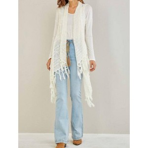 Women's Crochet Fringed Light Cardigan - entro - 1 of 4