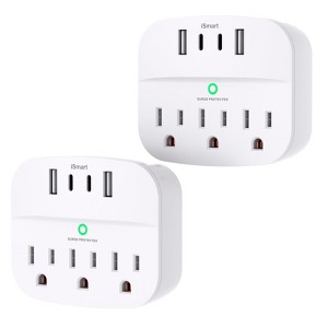 Itopfox Multi Plug Outlet Splitter with 3 AC Outlets & 4 USB Ports 2 USB C, Surge Protector, 490J, ETL Listed, Compact Wall Charger for Travel, Home - 1 of 4