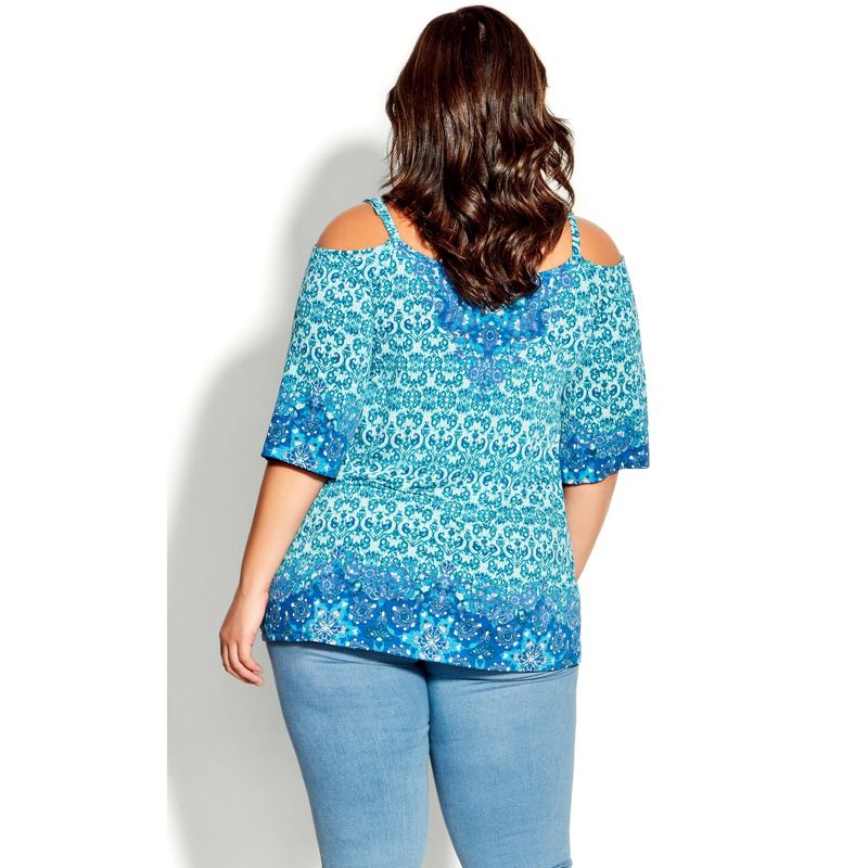 Women's Plus Size Zoey Cold Shoulder Tunic - azure | AVENUE, 5 of 9