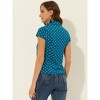 INSPIRE CHIC Women's Short Sleeve Vintage Polka Dots Button Up Blouse - 4 of 4