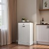 KWPZQEB 10 Gallons Tilt Out Trash Cabinet, Freestanding Wooden Kitchen Trash Bin with Drawer, Pet Proof Trash Can Holder for Living Room, White - 3 of 4