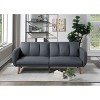 DOMETOUR Elegant Modern Sofa Blue Grey Color Polyfiber 1pc Sofa Convertible Bed Wooden Legs Living Room Lounge Guest Furniture - 3 of 4