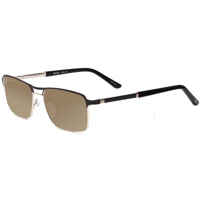Scott&Zelda SZ7454 Unisex Polarize Bi-Focal Sunglass 41 OPTION Black Silver 55mm Blue Mirror +1.00
