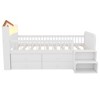 Vynxaria Twin Low Loft Bed House Shape Headboard 4 Storage Drawers Solid Wood White Kids Loft Bed with Guardrails Stairs - 3 of 4