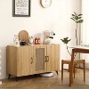 LunaLulinlk Three-Door Cabinet with Natural Rattan Mesh - Large Storage Space, Kitchen Storage Cabinet - 3 of 4
