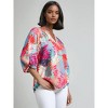 Jones New York Plus V-Neck Print Tie-Sleeve Blouse - 2 of 3